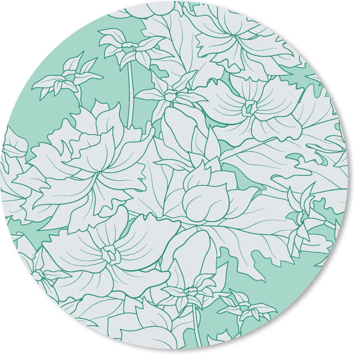 Muismat rond 50x50 cm - Mousepad Patronen - Vintage - Bloemen - Ronde muismatten