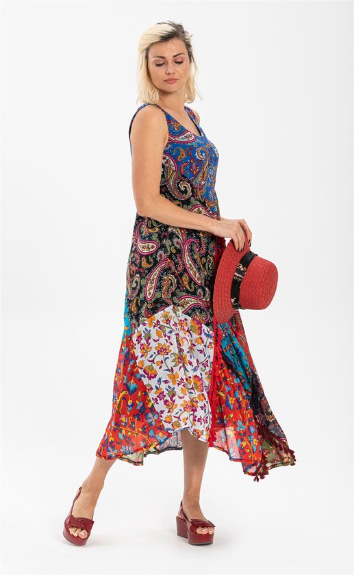 Boho A-lijn maxi-rok voor dames, zomermode, elastische taille, geplooid