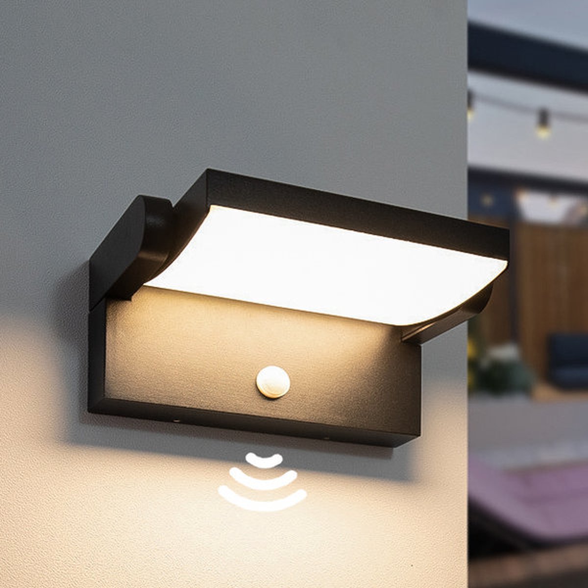 Verstelbare wandlamp Berlin met sensor - zwart | Ideale tuinlampen voor aan de muur, wand of schutting