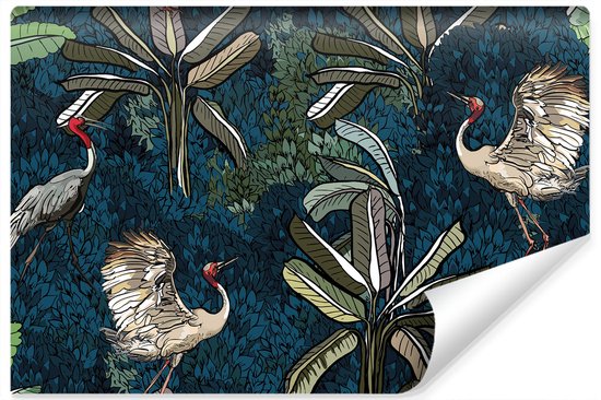 Papier peint photo X 318cm - Papier Peint - Grues entre les feuilles, impression premium, y compris la colle à papier peint