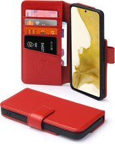 Samsung Galaxy S22 Hoesje - Luxe MobyDefend Wallet Bookcase - Rood - GSM Hoesje - Telefoonhoesje Geschikt Voor Samsung Galaxy S22