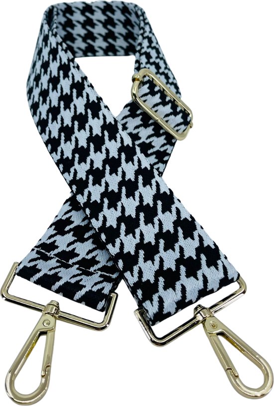 Schoudertas band - Hengsel - Bag strap - Fabric straps - Boho - Chique - Chic -  Abstracte zwarte figuren