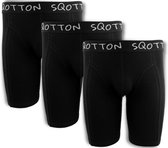 3-Pack SQOTTON® boxershort - extra lange pijp - Zwart - Maat XL