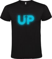 Zwart T-shirt ‘UP’ Blauw (Glow in the Dark) Maat 5XL