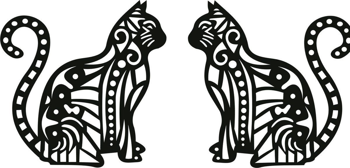 Raam - Muursticker 2 Poezen - Decoratieve Cats - Verranda - Overkapping - Wanddecoratie