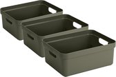 6x boîtes de rangement vert foncé/boîtes de rangement/paniers de rangement en plastique - 24 litres - bacs de rangement/conteneurs de rangement