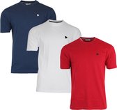 3-Pack Donnay T-shirt (599008) - Sportshirt - Heren - Navy/White/Berry Red - maat M