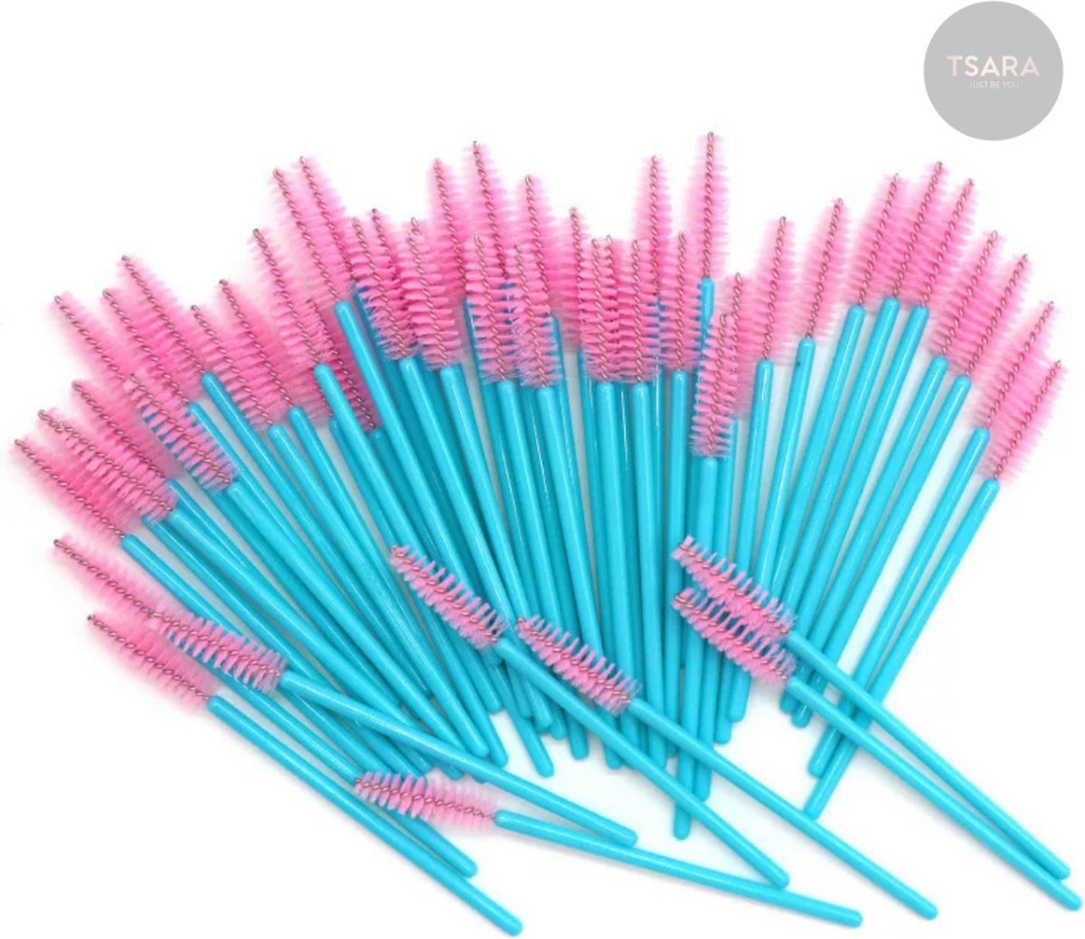 Make-upkwast - Wegwerp Wimper en Wenkbrauw Borsteltjes - Mascara Borsteltjes - 50 stuks - Blauw Roze