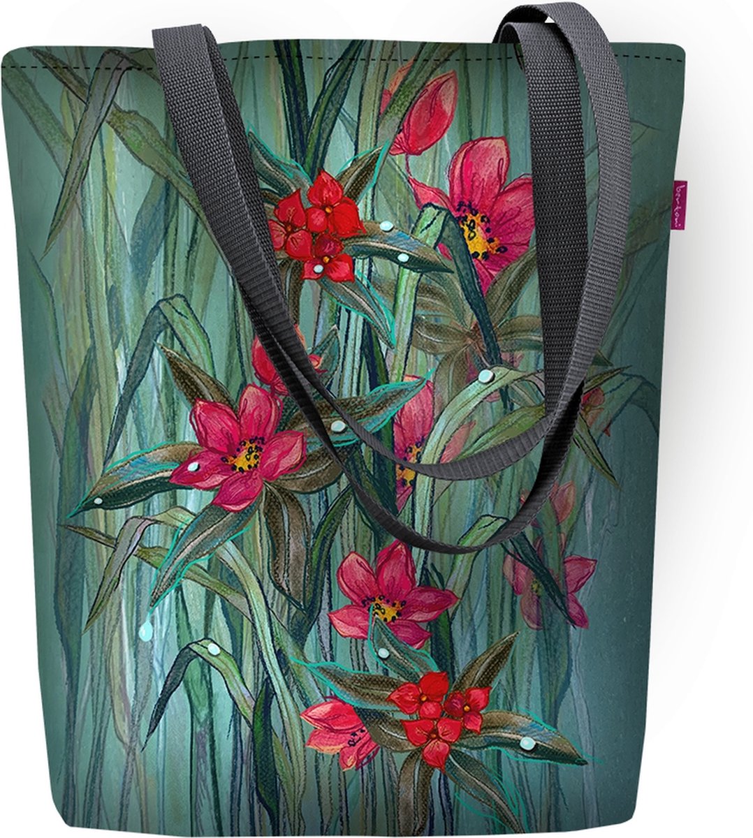 Sunny schoudertas met ritssluitin - dames shopper - 36 x 40 cm - Tas met Flori motief