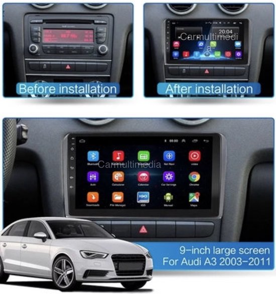 Android 12 Autoradio 2G+32G voor Audi A3 RS3 S3 20032012 Draadloos