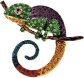 Broche-Kameleon- Metaal- Kleuren- Goudkleurig- Speld- Charme Bijoux
