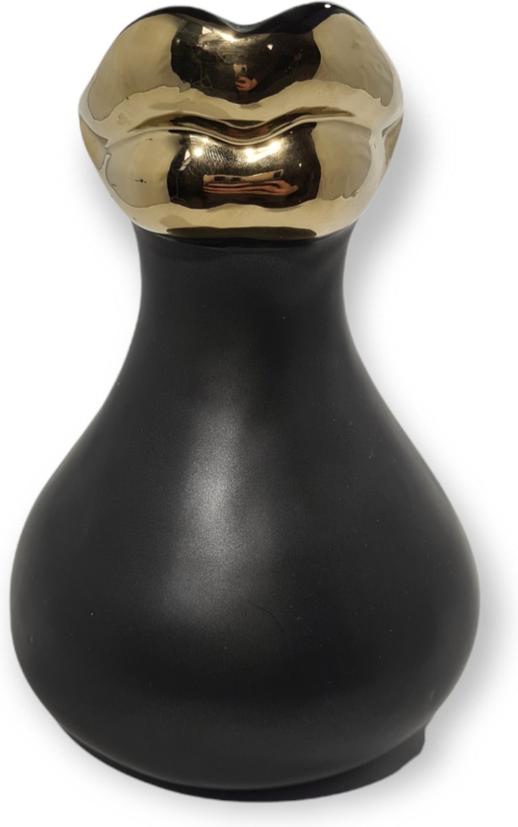 Kersten - Lippen Vaas klein - Zwart Goud