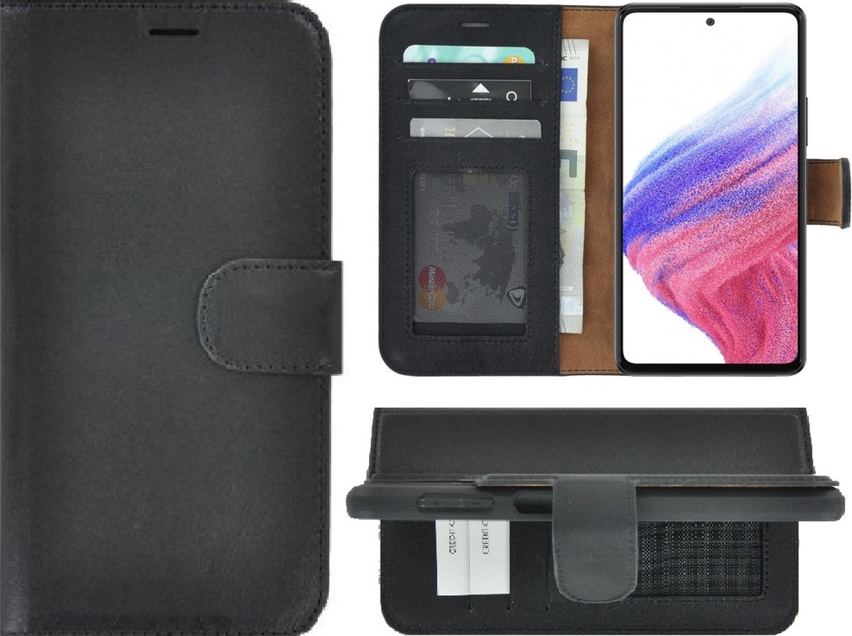 MoDo hoesje Geschikt voor Samsung Galaxy A53 5G - Leer Book Case - Zwart