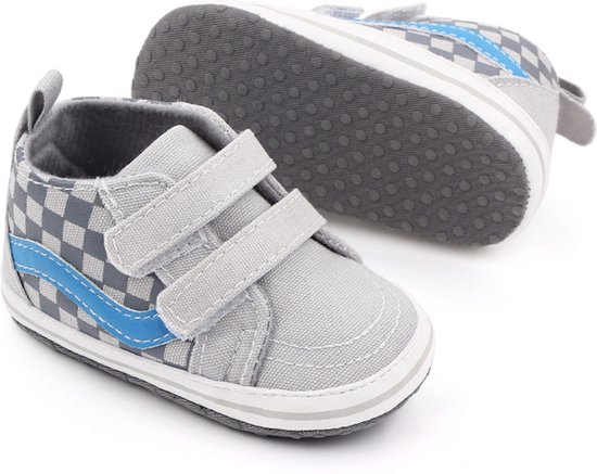 Stoere hoge babyschoenen - baby sneakers van Baby-Slofje - Grijs maat 17 (  11 cm) | bol