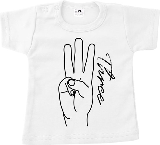 Shirt 3 jaar-T-shirt verjaardag 3 vingers-Maat 104