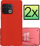 Hoes Geschikt voor OnePlus 10 Pro Hoesje Cover Siliconen Back Case Hoes - Rood - 2x