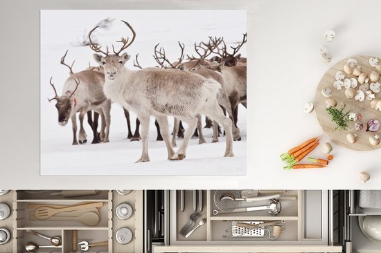 KitchenYeah® Inductie beschermer 65x52 cm - Een kudde rendieren - Kookplaataccessoires - Afdekplaat voor kookplaat - Inductiebeschermer - Inductiemat - Inductieplaat mat