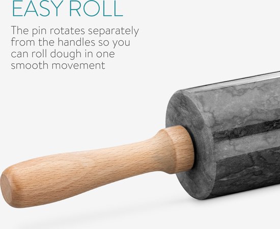 Chefmade Wk9159 Hoge Kwaliteit Marmeren Deegroller Met Houten Handvat Voor Het B