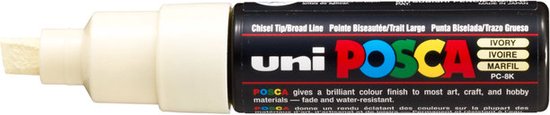 Krijtstift – Chalkmarker – Universele Marker – Uni Posca Marker – Ivoor – PC-8K – 8mm – Beitelpunt – Large – 1 stuk