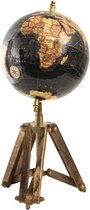 Wereldbol Decoratie 18*16*26 cm Zwart Hout, Metaal Globe Aardbol Woonaccessoires