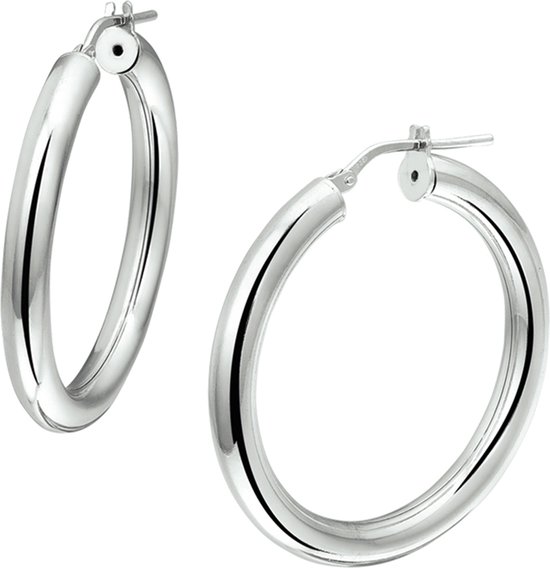 The Jewelry Collection Boucles D'oreilles Tube Rond - Argent
