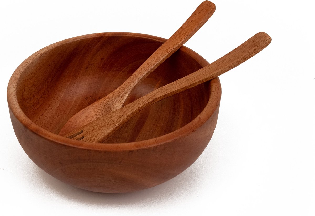 Khaya - houten kom Ø 15 cm - voor ontbijt, soep & kids - incl. bestek