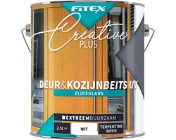 Fitex Creative+ Deur & Kozijn Beits UV Zijdeglans Wit - 2,5 liter wit- Beits - Dekkend - Buiten - Zijdeglans -