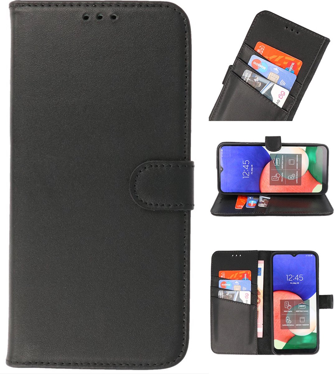 Giuliano - Samsung Galaxy A22 4G Hoesje - Lederen BookCase Telefoonhoesje - Zwart
