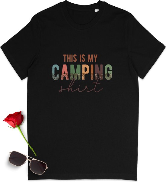 T Shirt Heren - T Shirt Dames - Camping - Zwart - Maat L