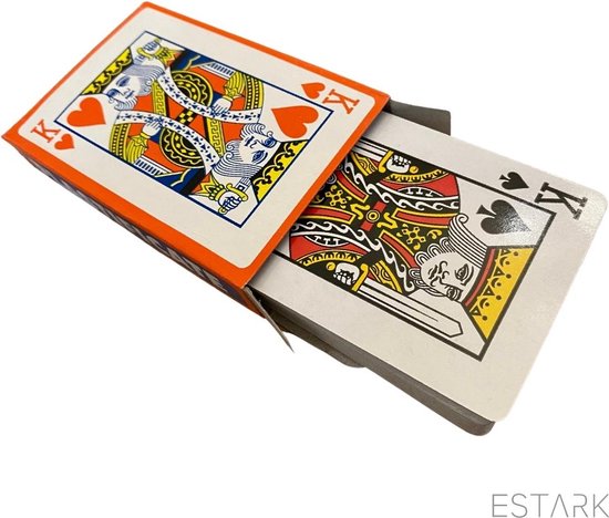 Thumbnail van een extra afbeelding van het spel ESTARK® Luxe Speelkaarten 10 STUKS - Plastic Coating - Poker Kaarten - Kaartspel - Spelkaarten - Spel Kaart - 10 x 56 - Gezelschapsspel - Spelen - Playing Cards (10)
