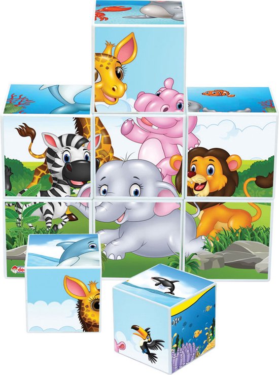 Blokkenpuzzel Dieren - Kinderpuzzels 3 jaar - Kinderpuzzels - Kinderpuzzels 2 jaar - Kinderpuzzels 5 jaar – Vormenstoof – Bouwblokken – Blokken baby - Blokken - Blokkendoos
