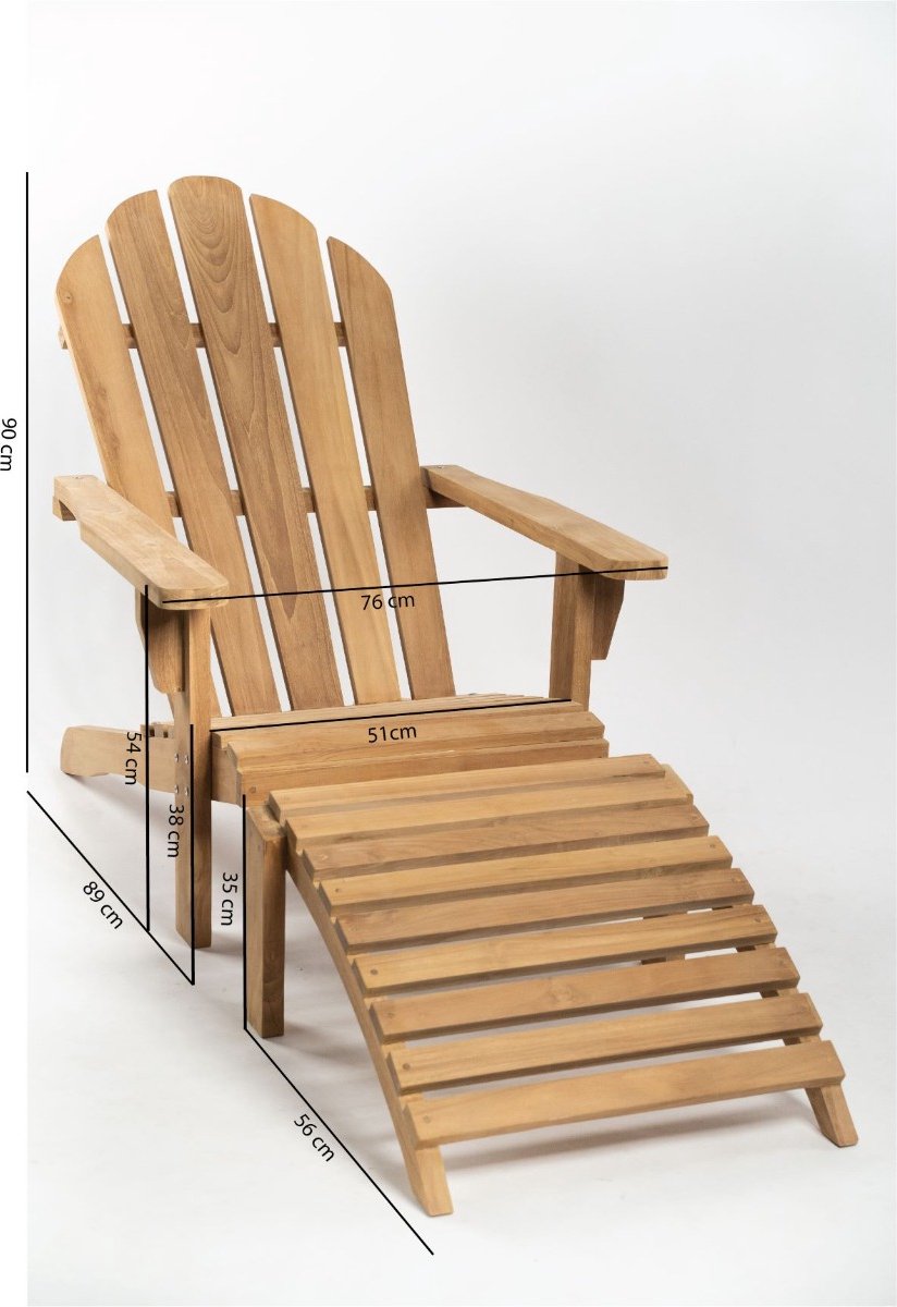 Adirondack Loungestoel met voetenbank