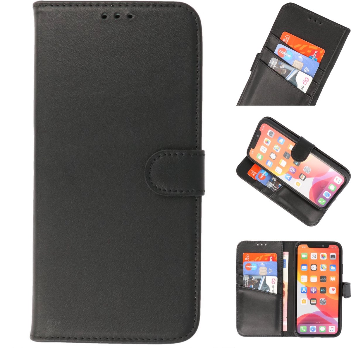 Giuliano - iPhone Xs Max Hoesje - Lederen BookCase Telefoonhoesje - Zwart