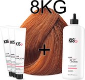 Kis KeraCream Color - 100ml - Haarverf Set - 8KG Licht koper goudblond | KIS - (3 x haarverf & 1L waterstofperoxide)