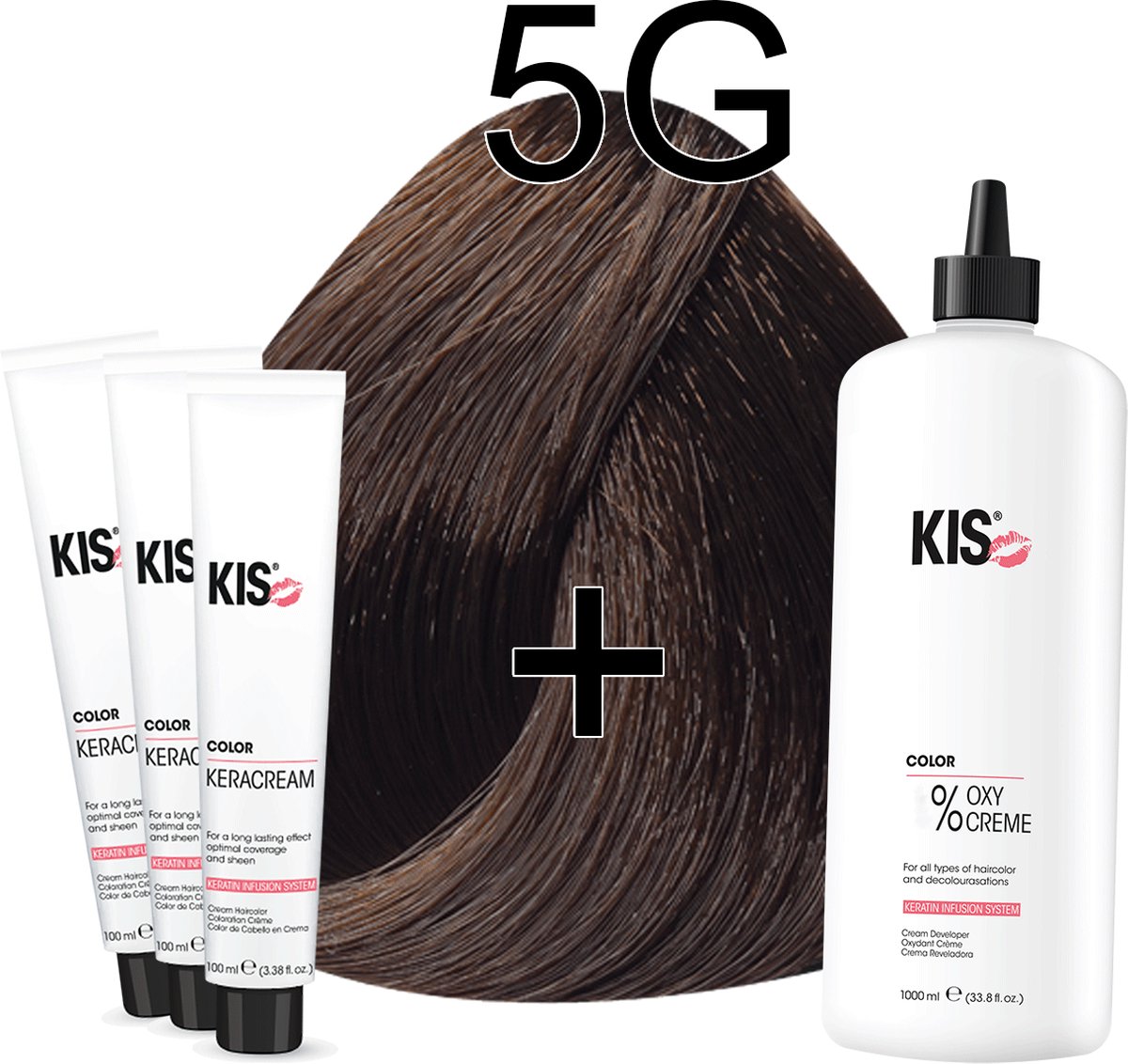 Haarverf set LARGE - 5G Licht goudbruin | KIS - (3 x haarverf & 1L watersofperoxide)
