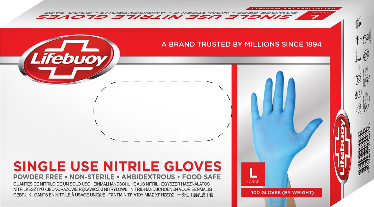 Lifebuoy Nitril Wegwerphandschoenen Small Food Safe 10x100 stuks Zonder poeder
