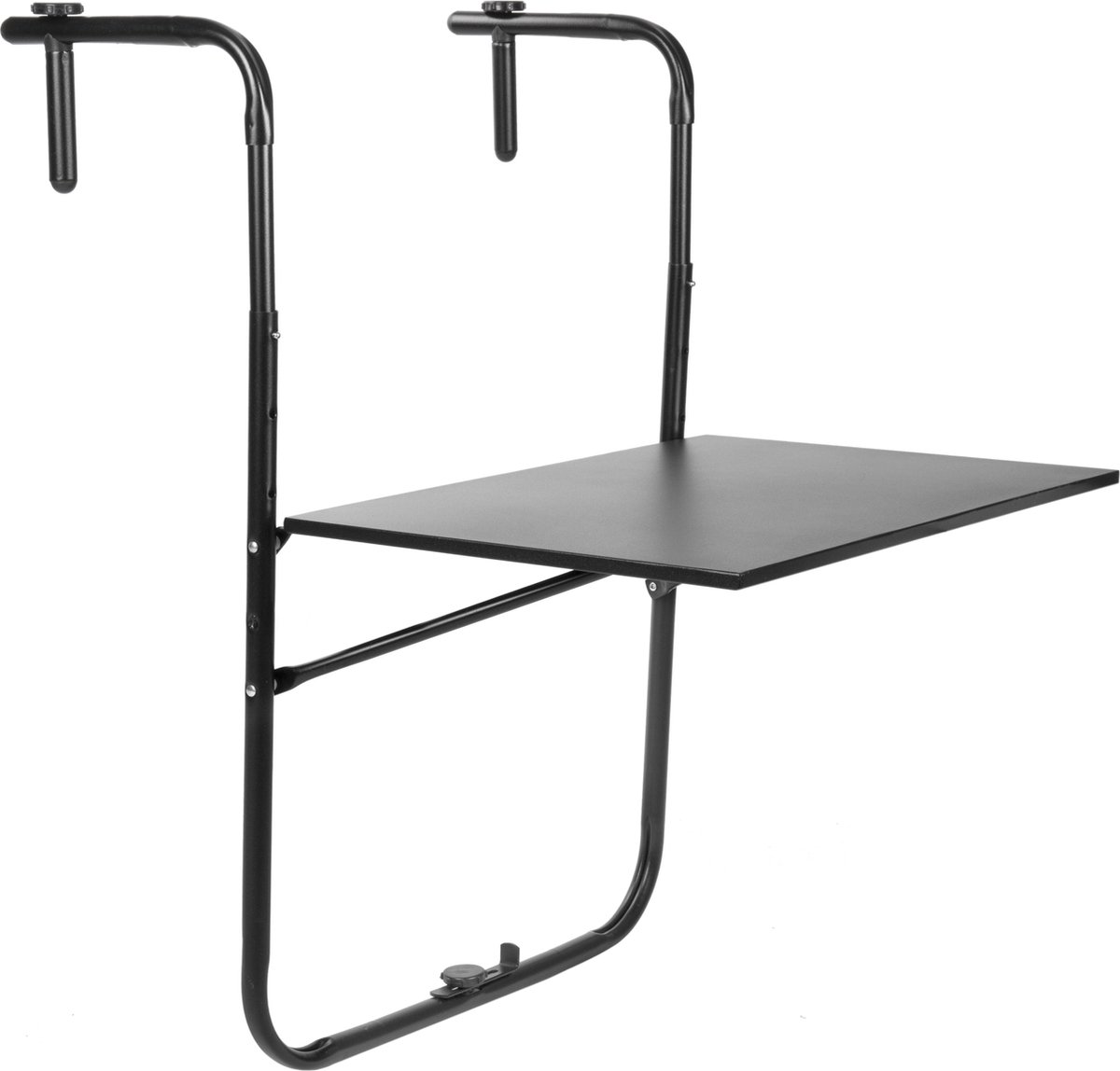PrimeMatik - Rechthoekige metalen klaptafel voor balkon zwart 60x40 cm
