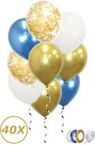 Gouden Ballonnen Confetti Verjaardag Versiering Blauwe Helium Ballonnen Babyshower Gender Reveal Versiering – 40 Stuks