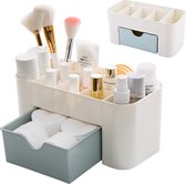 Make-up cosmetica organizer opbergdoos 6 sorteervakken inclusief lade 21 x 11 x 9.5 cm crème - Kleur Roze