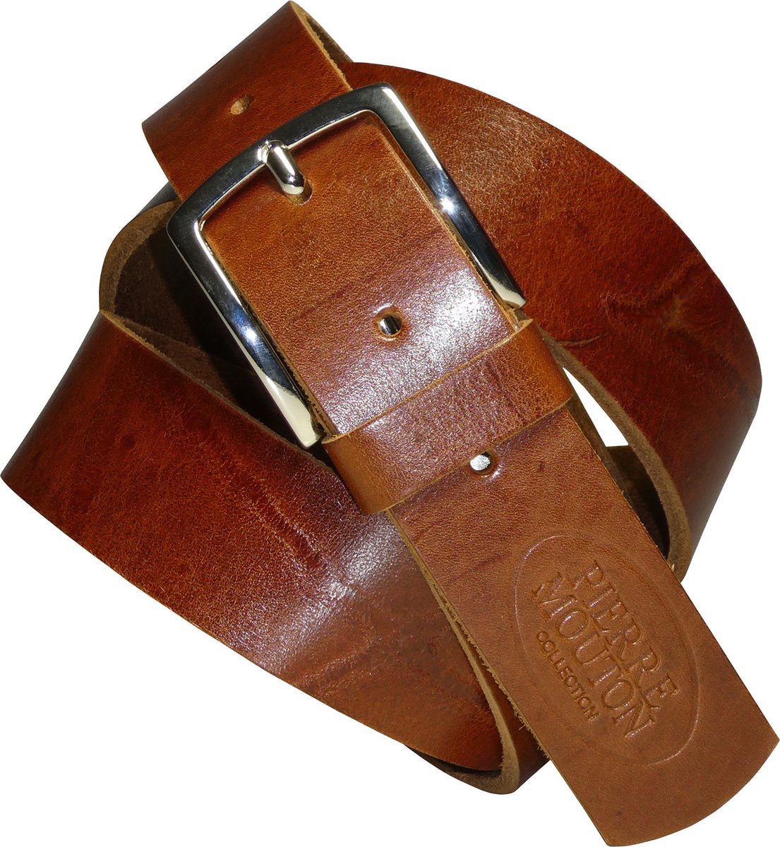 Pierre Mouton - Rawhide Buffelleder - Herenriemen - Donker Cognac - 120 cm