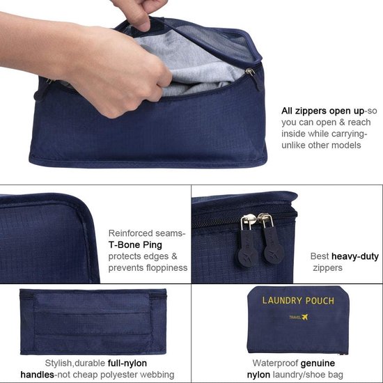 10 stuks verpakking kubussen voor koffer, waterdichte bagage verpakking organisatoren voor reizen waterdichte reisbenodigdheden bagage organisator tassen voor handbagage koffers, roze