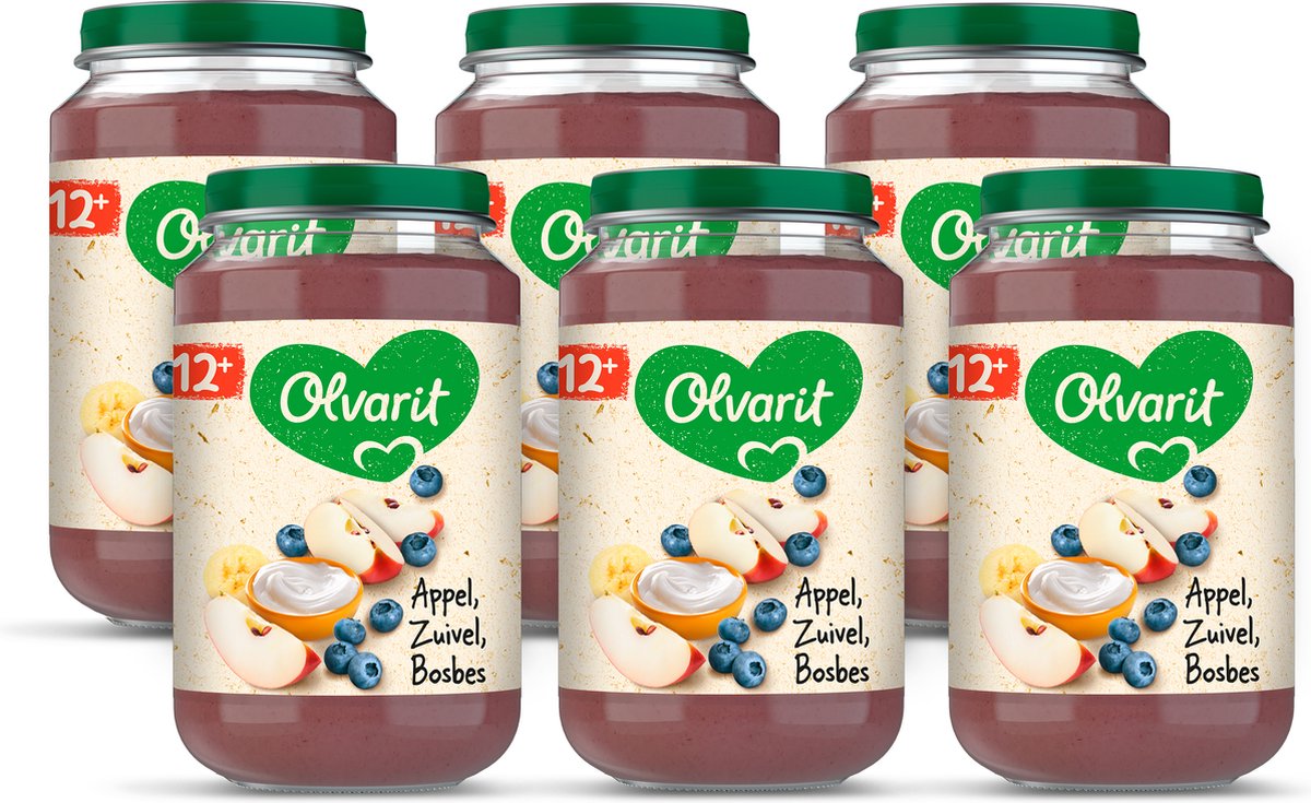 Olvarit Fruithapje 12+ Maanden – Appel Yoghurt Bosbes- 6 x 200g - Olvarit
