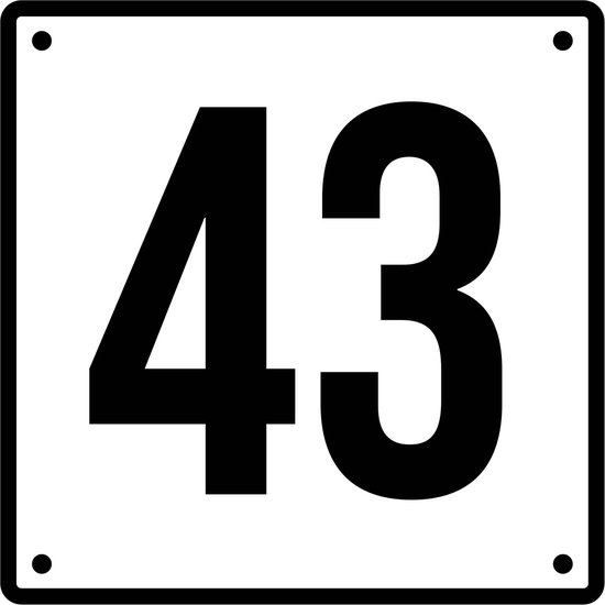 Huisnummerbord 43 - Incl. Schroeven en Pluggen – Acrylaat - 10 x 10 cm ...