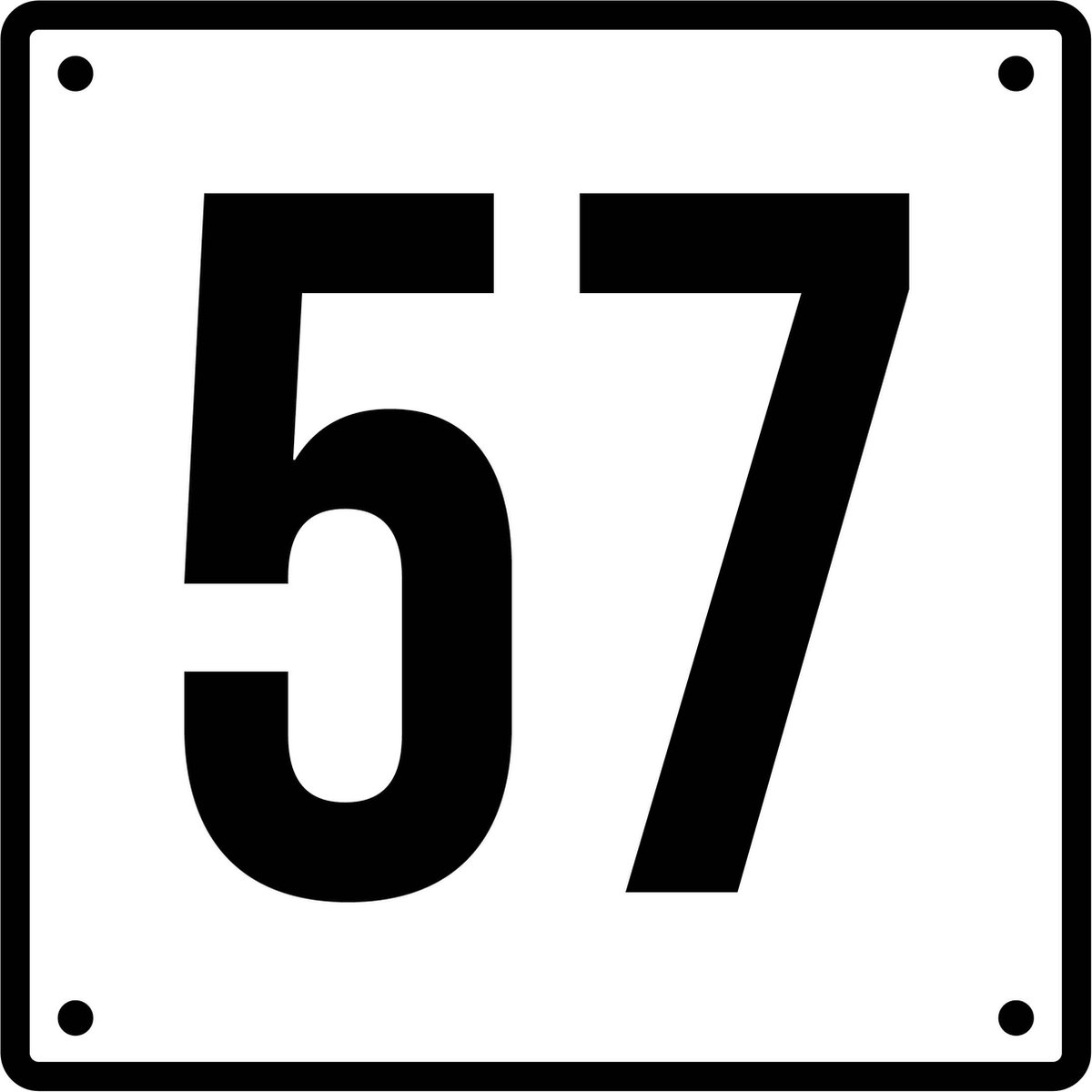 Huisnummerbord 57 - Incl. Schroeven en Pluggen – Acrylaat - 10 x 10 cm ...