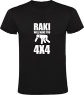 Raki will make you 4x4  Heren T-shirt | drank | alcohol | sterke drank | Turks | Zwart