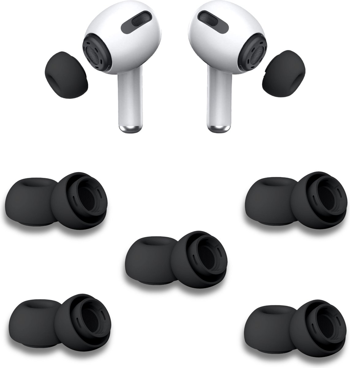 Oordopjes geschikt voor Apple Airpods Pro - Airpods Pro tips - Airpods Pro vervanging tips - 5 paar oordopjes geschikt voor Airpods Pro - Large / Zwart
