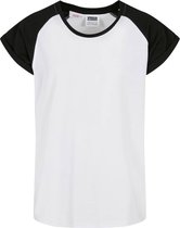 Urban Classics - Contrast Raglan Kinder T-shirt - Kids 134/140 - Wit/Zwart