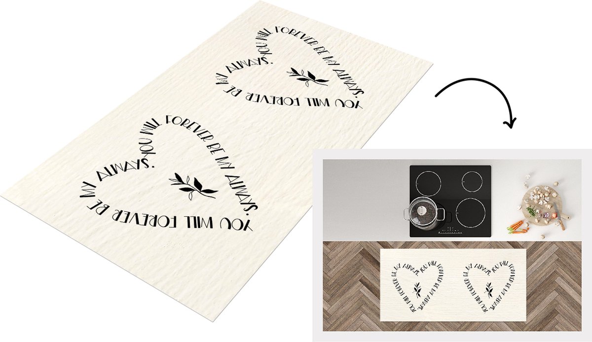 KitchenYeah Keukenloper - Loper keuken - Quotes - You will forever be my always - Liefde - Spreuken - 120x60 cm - Keukenloper vinyl Multicolor