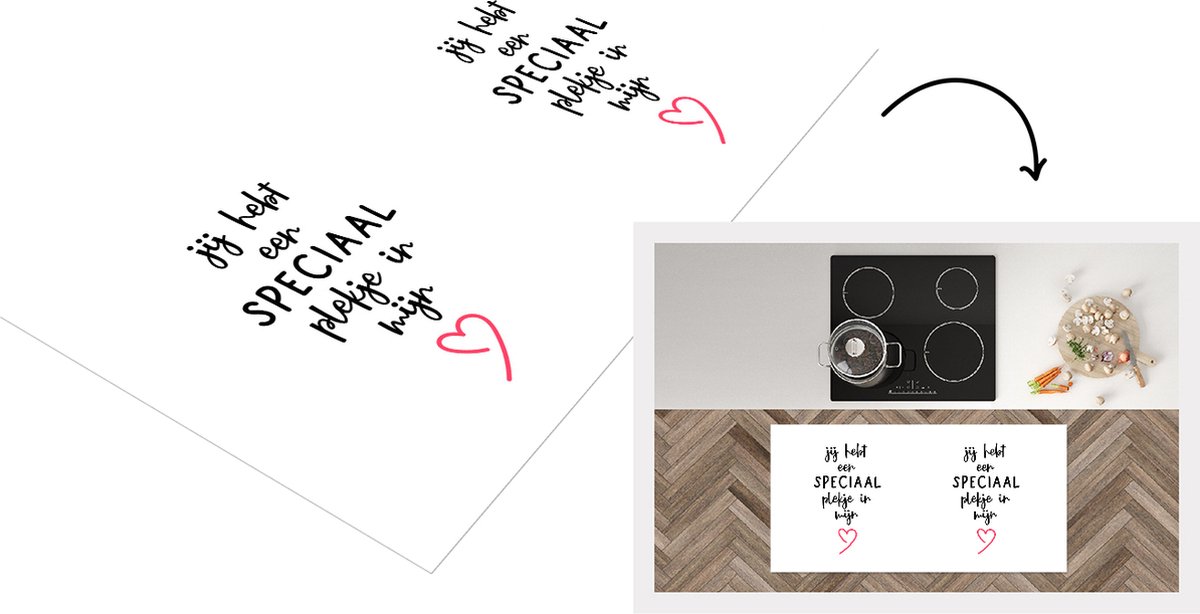 KitchenYeah Keukenloper - Loper keuken - Quotes - Spreuken - Jij hebt een speciaal plekje in mijn hart - Liefde - 120x60 cm - Keukenloper vinyl Multicolor