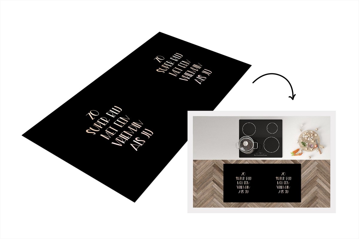KitchenYeah Keukenloper - Loper keuken - Vriendschap - Vriendin - Quotes - Zo super blij met een vriendin als jij - Spreuken - 120x60 cm - Keukenloper vinyl Multicolor
